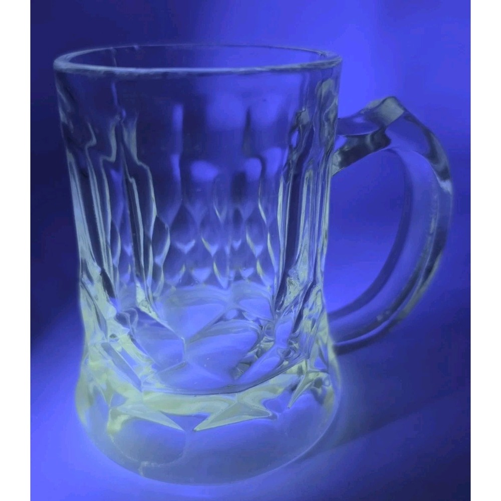 Vintage Vaseline Glass Mug Shot Glass Toothpick Holder Antique Uranium Glass